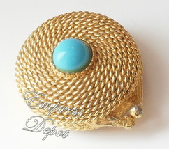 Vintage Estee Lauder Perfume Compact Gold Rope Blue Cabochon Youth Dew - £15.94 GBP