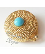 Vintage Estee Lauder Perfume Compact Gold Rope Blue Cabochon Youth Dew - £15.94 GBP