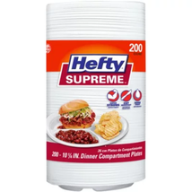 Hefty Supreme 3-Compartment Foam Plates, 10 1/4&quot; (200 Ct.) - £28.53 GBP