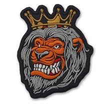 Lion King with Gold Crown Embroidered Patch Iron On. Size: 4.5 X 3.5 inc... - £5.45 GBP