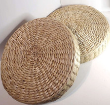 2 DEDEMCO Hand-Woven Natural Cattail Mat Cushion Pouf Japanese Style Rou... - £12.32 GBP