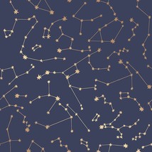 Removable Peel-And-Stick Wallpaper With Navy Constellations, 20 In. X 16... - £32.71 GBP