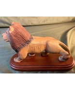 Carved Wood Lion Carving Art Sculpture Statue Wooden African Wild Animal... - $69.51 CAD
