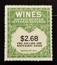 1951-54 $2.68 U.S. Internal Revenue Cordial &amp; Wine, Green Scott RE200 Mi... - $1.78