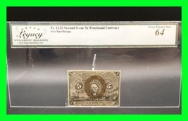 Fr 1232 2nd Issue 5c Fractional Currency w/o Surcharge Legacy Very Choice 64 New - £436.29 GBP