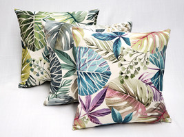 Thai Garden Green Leaf Throw Pillow 20x20, Complete with Pillow Insert - £50.56 GBP