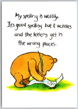 Winnie the Pooh Postcard Spelling is Wobbly - $9.87