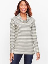 Talbots Sz Mp or Crop Top Sz S Stripe Cowl Neck Top Blouse Stretch Side ... - €13,05 EUR