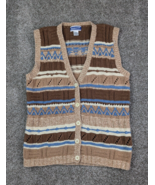 Pendleton Sweater Vest Womens Medium Brown Striped Knockabouts Cozy Winter Cabin - $29.99