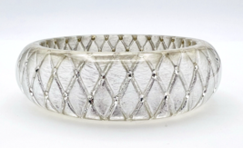 Retro Vintage Lucite Silver Foil Domed Bangle Bracelet - $17.82