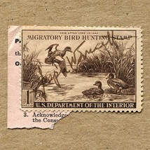 Migratory Bird Hunting Stamp 1942 $1 Sc. #RW9 Baldpate Ducks Signed Hinged - $275.70 MXN