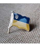 Ukrainian flag Blue and Yellow Lapel Pin Trident Tryzub Emblem of Ukraine  - $10.26