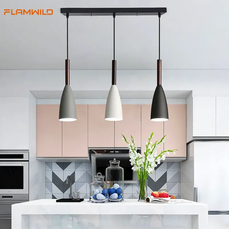 Nordic LED Pendant Lights Dining Solid Wood Hanging Lamps 3 Heads E27 Ed... - $55.40+
