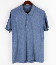 Lululemon Metal Vent Tech Polo Shirt Mens Large Blue Heather Mesh Training - $41.51