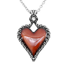 Controse Red Heart Edged w/Skulls I Love You To Death Pendant SST Necklace CN252 - £22.45 GBP