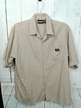 Mens Dickies Sz XL Brown Checkered Short Sleeve Collared Shirt Pocket Bu... - £14.23 GBP