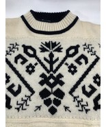 Vintage Sweater  Wool Acrylic Knit Snowflake Off White / Black Small Mens - $236.01 MXN