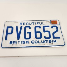 British Columbia License Plate 1975 PVG 652 White w Blue Letters Expired... - $19.34