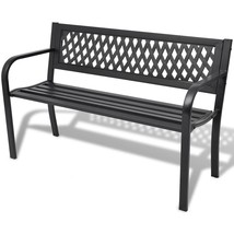  Garden Bench Black Steel frame 2-seater Durable Garden Bench - $2,570.95 MXN