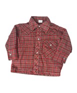 Vtg Red Green Plaid Toddler Pearl Snap Long Sleeve Western Shirt Sz  2 C... - $14.84