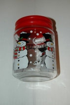 Holiday Winter Snowman Glass Storge Jar Container Plastic Lid - $12.99
