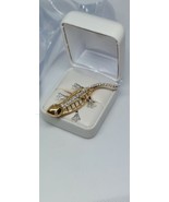Estate 18k multi Gold .50ct 42 Diamond Lizard Brooch Pin Vintage 2 7/8&quot; ... - £1,010.88 GBP
