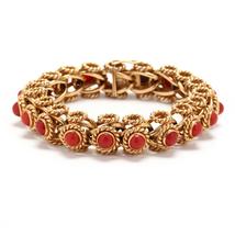 Vintage 18K Gold and Coral Bracelet, Italy 79.0g 8.5 inches JR7957 - £4,329.72 GBP