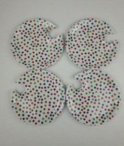 NIB 2015 Avon Set of 4 Multicolor Polka-Dot Mingling Plates Quality Mela... - $15.00