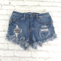 Mossimo Shorts Womens 6 28 Blue High Rise Distressed Stretch Cut Off Cas... - £14.21 GBP