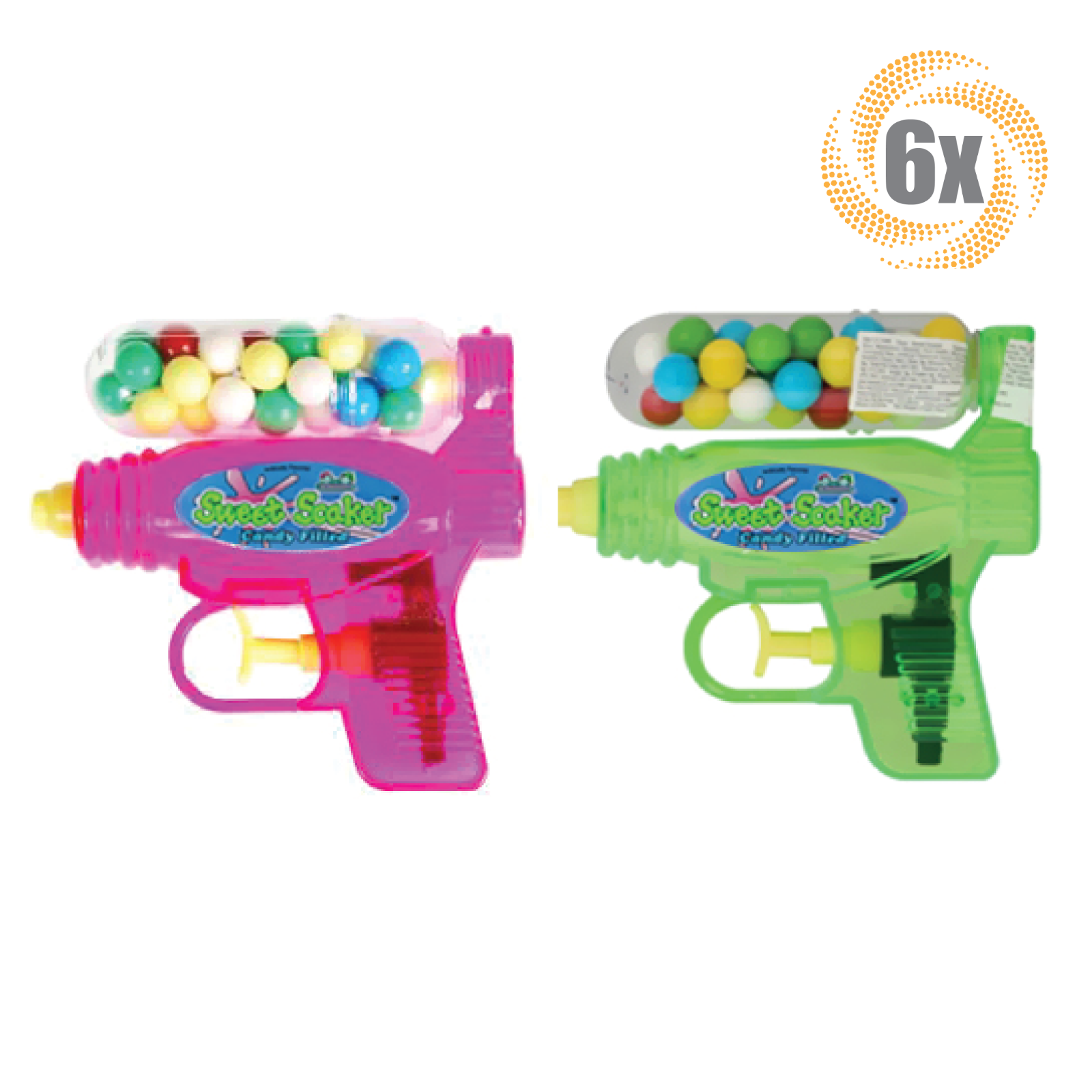 6x Candy Factory Sweet Soaker Water Pistol Assorted Fruit Flavor Candy .74oz - $17.23