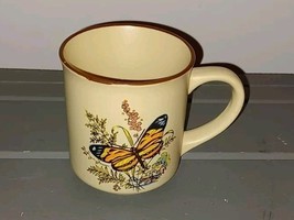 Vintage Viking Handcrafted In Korea Orange Striped Banded Butterfly Coff... - $12.99