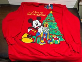 Vtg NWT Mickey Unlimited XXL Mickey Mouse Christmas Red Sweatshirt USA 2X - £35.97 GBP