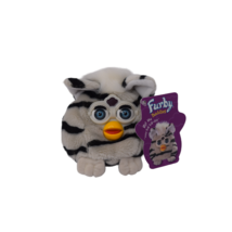 Vintage Tiger 1999 Furby Buddies Plush Striped Black &amp; Light Grey Blue Eyes - £19.38 GBP