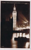 United Kingdom UK RPPC Postcard London Night Big Ben Tower Parliament - £2.90 GBP