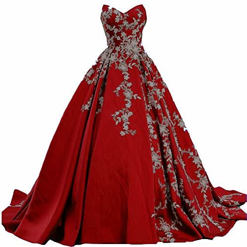 White Lace Long Ball Gown Satin Formal Prom Evening Dress Gothic Wine Red US 8