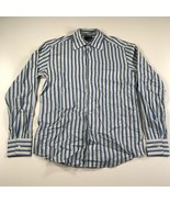 Coast Italy Shirt Mens M White Gray Blue Striped Long Sleeve Button Down... - £16.38 GBP