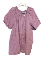 Liz &amp; Me Women Blouse Top Purple 3X Plus Short Sleeve Round Neck Cotton ... - $18.81