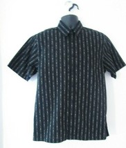 Easy Men’s Black Striped Button Down Short Sleeve Shirt Size M - £13.66 GBP
