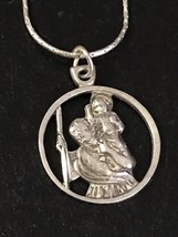 Vintage Religious St. Christophr Medal Open Work. Chapel Sterling 17” - $50.00