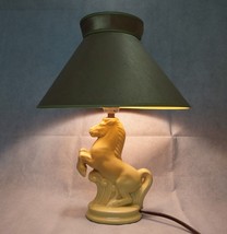 MCM Horse Lamp With Shade Yellow Glazed Dresser Vanity 15.75&quot; Tall - £38.29 GBP