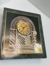 New Vintage Lead Crystal Clear Signatures Regent Desk Table Clock Style 324153 - £14.56 GBP