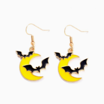 Halloween Moon Bat Shaped Earrings zinc alloy Dangle scary fun Jewelry - £3.74 GBP