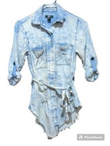 Women’s DAZL Acid Wash Button Down Shirt Tunic Distressed Sz Sm See Disc... - £7.58 GBP