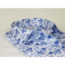 Men's EMILIO CERUTTI Sport Shirt 100% Cotton Long Sleeves #EMC7 White Multi image 2