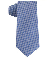 Calvin Klein Men&#39;s Cotton Blend Interlaced Grid Tie Blue - $27.32 CAD