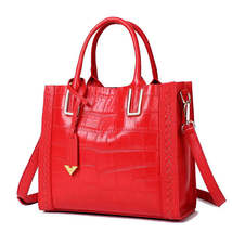 Crocodile Pattern Woven Handbag Women Leather Handbags - £84.93 GBP