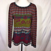 IVKO Mixed Patterns + Plaid Wool Sweater Size XL / 42 Rich Red + Multicolor - £58.97 GBP