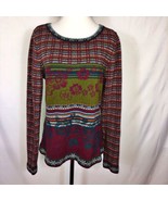 IVKO Mixed Patterns + Plaid Wool Sweater Size XL / 42 Rich Red + Multicolor - £59.24 GBP