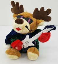 Dan Dee Animated Singing Guitar Playing Plush Reindeer Rock N Roll - £26.28 GBP