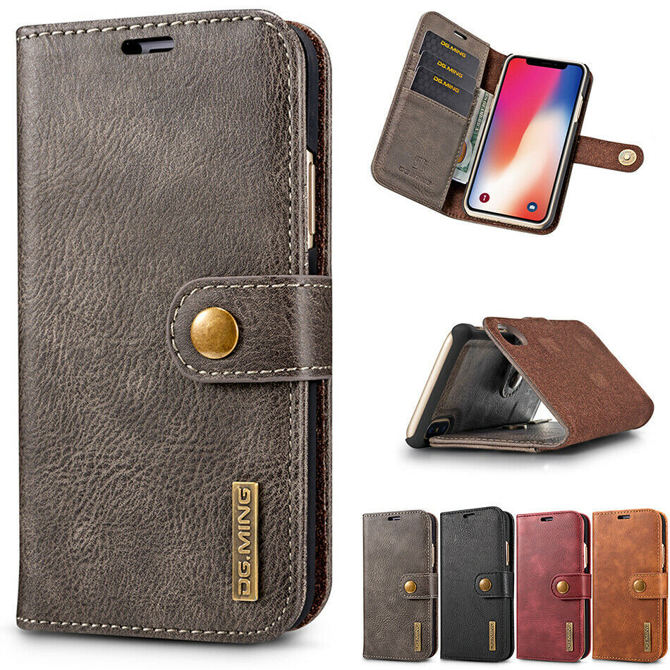 Apple IPhone 11 Pro Max XS XR 8 7 Plus Case, Leather Magnetic Wallet Flip Cover